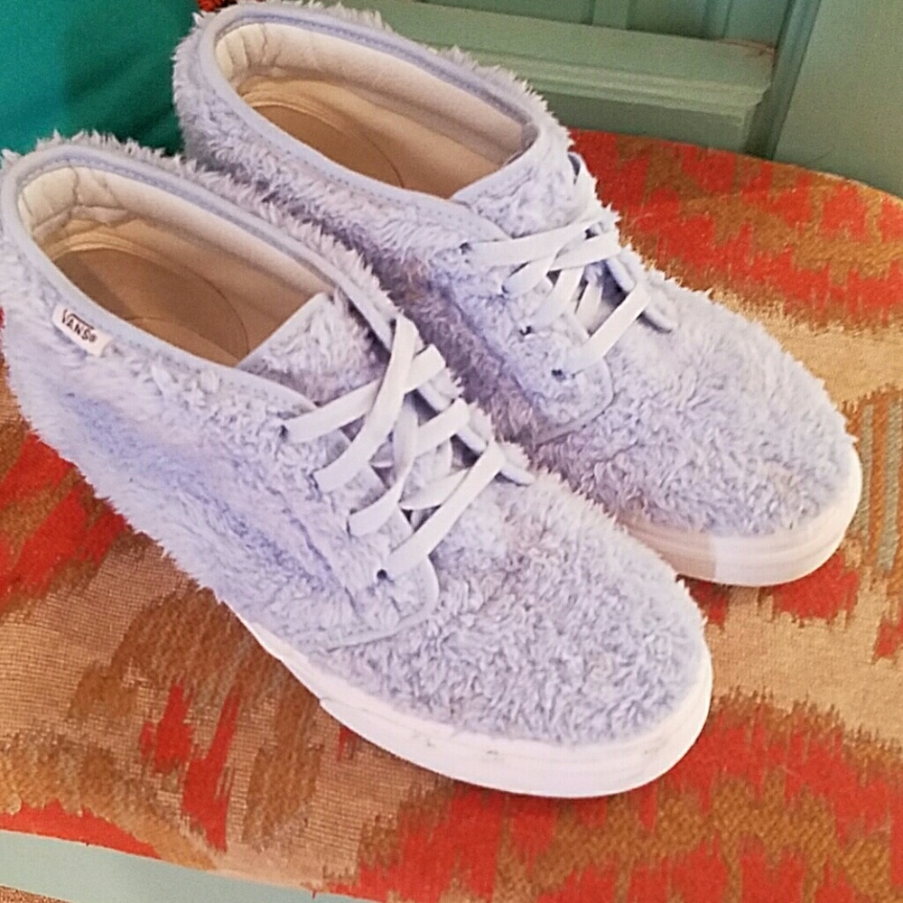 Vans fuzzy light blue high tops